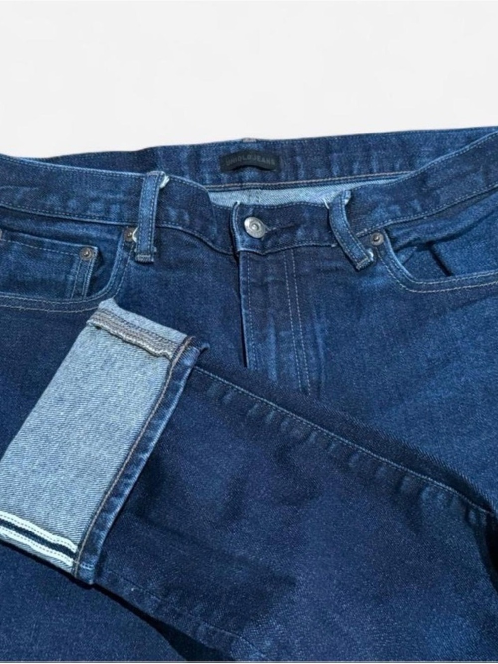 Uniqlo Jeans Dark Wash Slim Straight Kaihara Stretch Denim 33x32